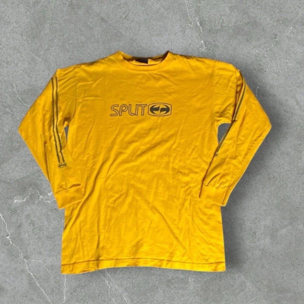 Vintage Split Skateboarding shirt Mens Medium Yellow LS‎ Y2K 90s Grunge Skater